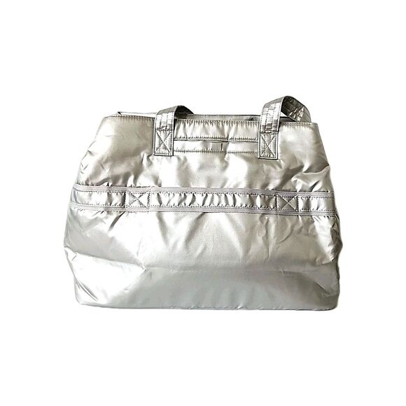Lug Tempo Tote Metallic Silver Trolley Sleeve Padded Handles Cell Phone Pocket - Picture 8 of 16